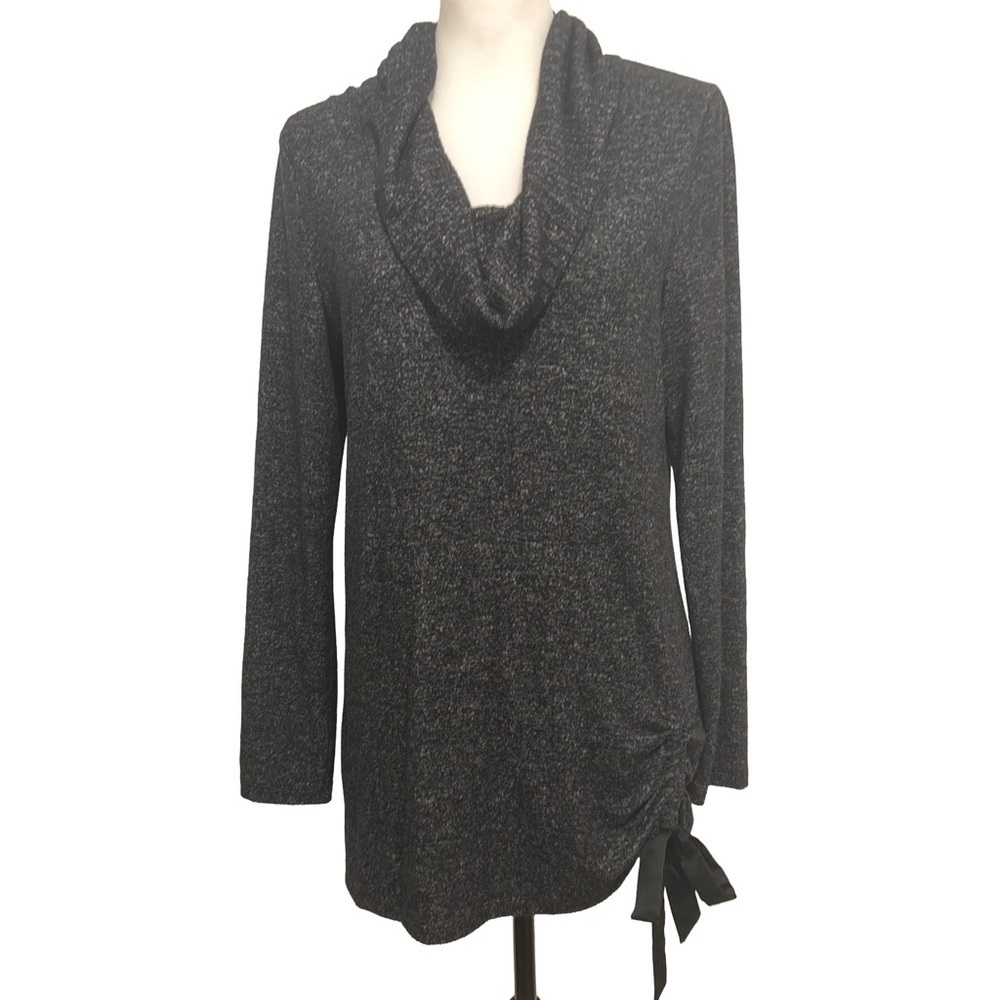 White House Black Market Charcoal Cowl Neck Sweater with side tie detail. M